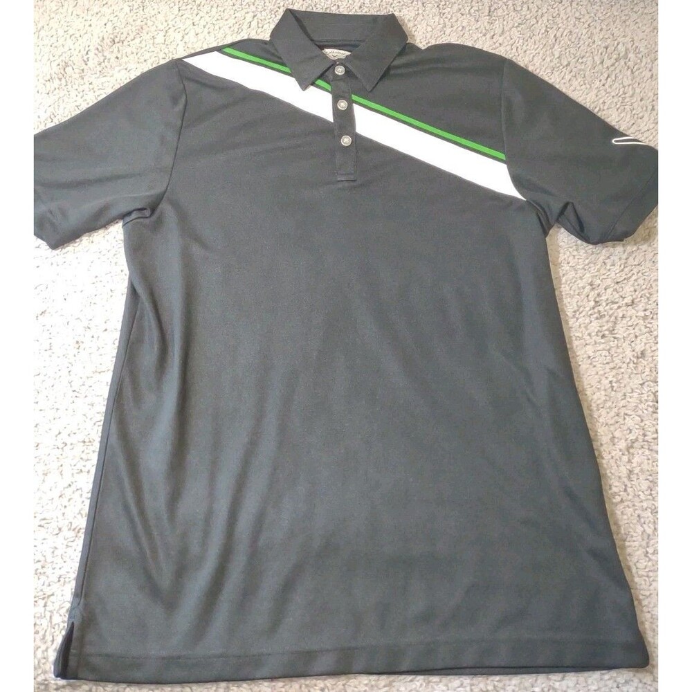 Callaway Golf Polo Shirt Performance Black With Stripe Athletic Shirt Mens M